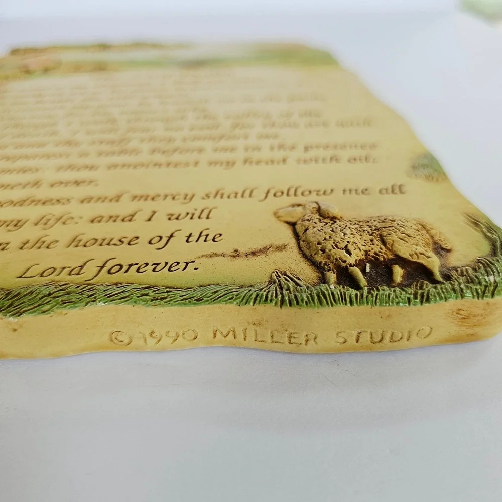 1990 Miller Studio 23rd Psalm Wall Plaque Shepherd Sheep Religious Decor Art